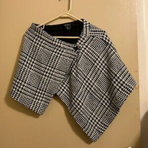 Black and White Glencheck Poncho or Shawl